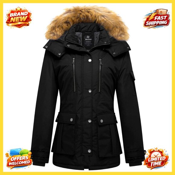 Women's Quilted Puffer Parka with Removable Hood Waterproof Recycled Material